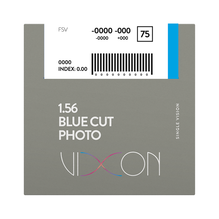 Vixon 1.56 Bluecut Foto Gris Terminado Visión Simple 70 (AR AZUL) Rango Extendido PLUS