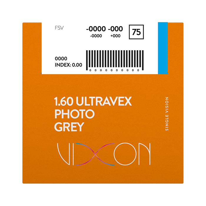 Vixon 1.60 Ultravex Bluecut Foto Gris SPIN Terminado Visión Simple 65 SAR
